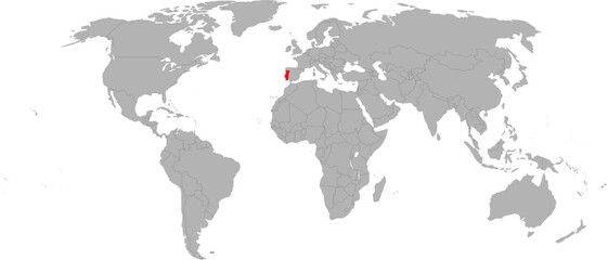 Portugal Highlighted on World Map