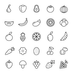 fruits and vegetables icons set
