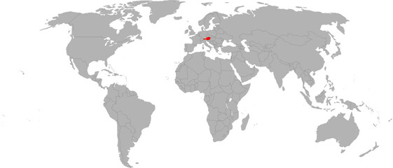 Austria Highlighted on World Map