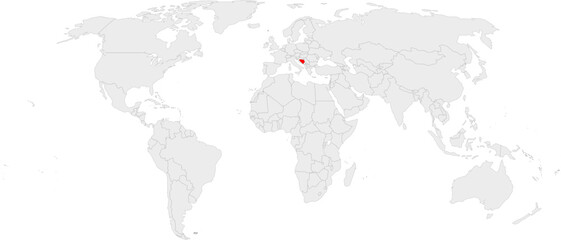 Fototapeta premium Bosnia and Herzegovina Highlighted on World Map