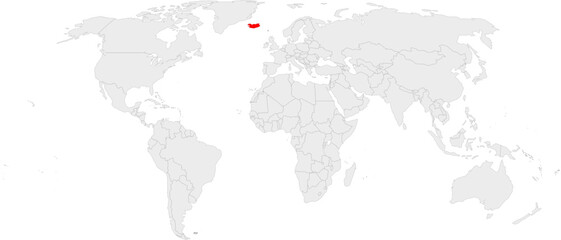 Iceland Highlighted on World Map