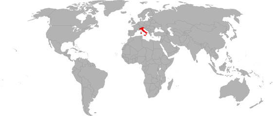 Italy Highlighted on World Map