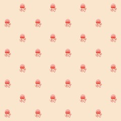 ‪Seamless watercolour pattern with cute jellyfish on a beige background – underwater ocean illustration for kids‬