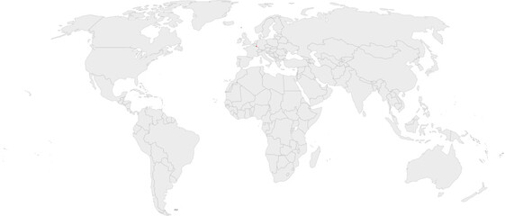 Luxembourg Highlighted on World Map