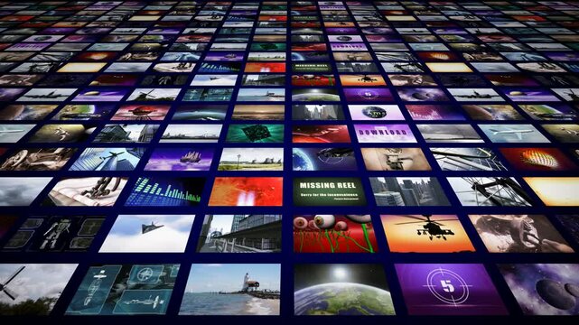 Futuristic Video Wall with Diverse Content: Technology, Nature, and Abstract