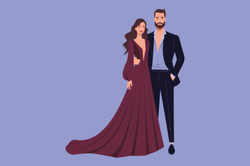 Indian wedding couple illustration for save the date, wedding e-invite cards. vector wedding