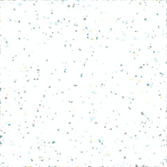 White terrazzo background with scattered pastel blue, yellow, and gray speckles, clean modern pattern ideal for stationery, packaging, wallpapers, branding, and contemporary graphic design.