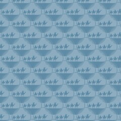 Seamless blue outdoor pattern featuring canoe silhouettes with paddlers and mountain scenery, ideal for camping themes, textiles, wallpapers, packaging, and adventure graphic design projects.