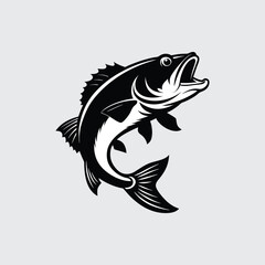 Obraz premium Leaping Fish A Powerful Black and White Illustration