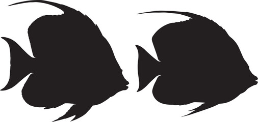 Butterflyfish marine life silhouette vector illustration