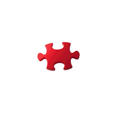 Obraz premium Single Red Puzzle Piece on Transparent Background Solution, Connection, and Teamwork Concept
