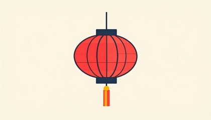 Traditional Japanese Lantern Icon in Warm Flat Design Vector