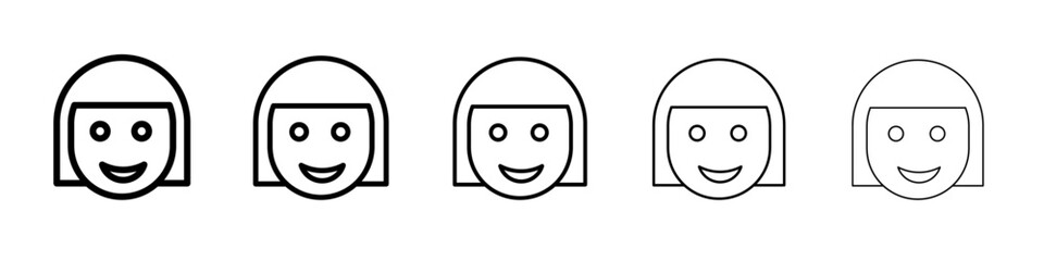 Happy girl face icon Flat design on isolated background
