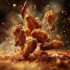 Spicy Fried Chicken Wings Exploding with Flavor and Seasoning