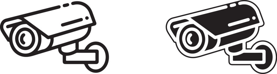 Security camera icons line art and solid style