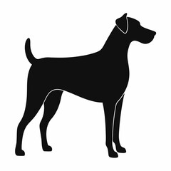 Elegant Dog Silhouette Standing Profile on White Background for Design Elements
