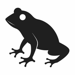 Simple Black Silhouette of a Frog on White Background Amphibian Design