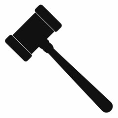 Black silhouette of a judge s gavel representing law and order concepts