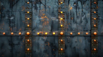 Rusted metal plate with decorative lights.