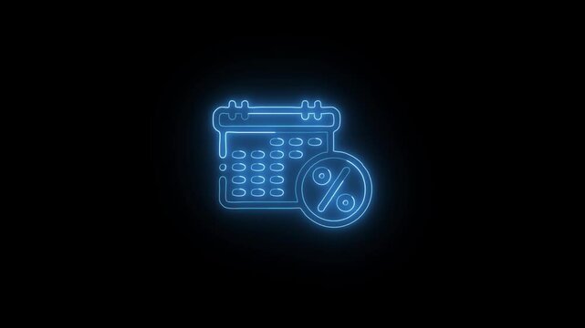 Glowing Sale Date and Symbol in HD Video Neon Animation on Black Background