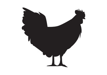vector chicken black silhouettes isolated on white background
