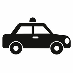 Simple Black Silhouette of a Police Car with Emergency Light
