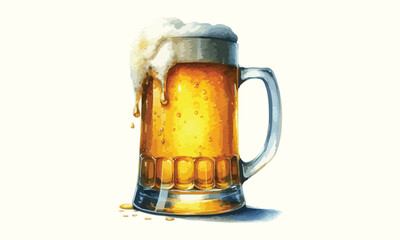 beer mug, free drink, watercolor mugs of beer