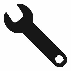 Simple Black Wrench Icon for Repair Maintenance and Construction Projects