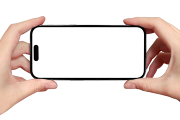 Shooting video. Female hands holding mobile phone to take photo. Taking photo with phone camera. Woman holding phone with both hands. Close-up