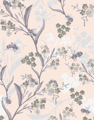 Tropical sunset seamless pattern with silhouettes of palm trees. Red summer vacation print with background of the setting sun, jungle plant Hand-drawn textile design, wallpaper in collage style Vector