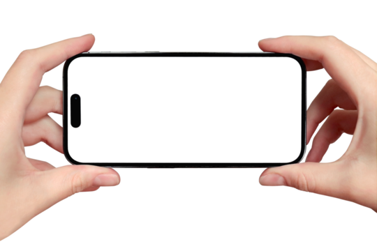 Shooting video. Female hands holding mobile phone to take photo. Taking photo with phone camera. Woman holding phone with both hands. Close-up