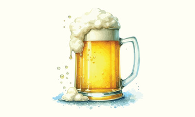 beer mug, free drink, watercolor mugs of beer