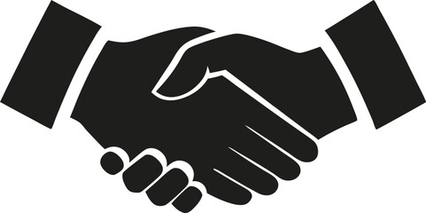 handshake black icon, business agreement and partnership vector illustration isolated on white