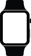 smartwatch black silhouette icon, modern wearable technology vector illustration isolated on white