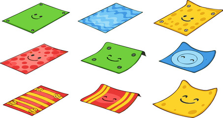Colorful Cartoon Mats with Happy Faces