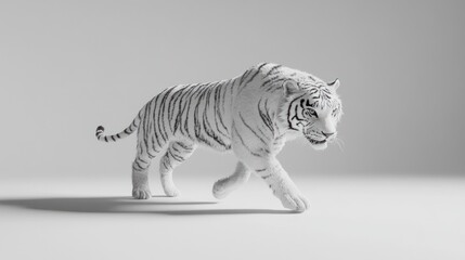 Naklejka premium White tiger in a minimalist studio setting