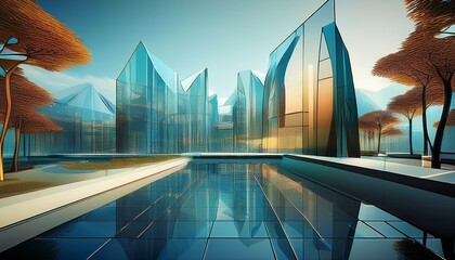 modern abstract glass architectural forms