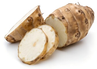 Jerusalem Artichoke Sunchokes On White Plate With Background
