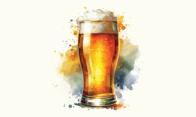 beer mug, free drink, watercolor mugs of beer