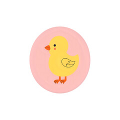 Cute Chick on Pink Circle: Perfect for Spring Designs