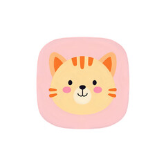 Cute Kitten Face: Pink Background, Childish Design, Perfect for Kids