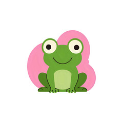 Smiling Frog on Pink Background: Cute Cartoon Amphibian Illustration