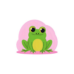 Charming Frog Illustration: A Cute Amphibian Design for Kids