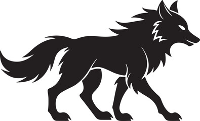 walking wolf silhouette black icon