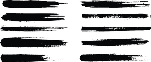 Creative black brush strokes isolated on a white background. Illustrator set of grunge black paint brush strokes. All brush strokes are isolated on white background.