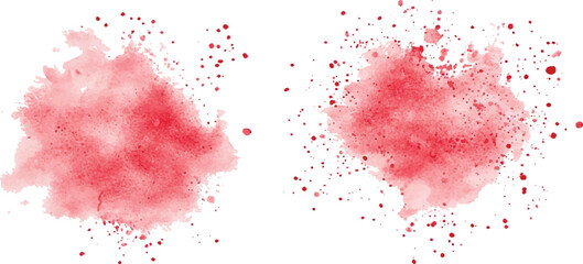 Red watercolor splash collection isolated on white background. Set of watercolor circles brash colorful watercolor on white background.