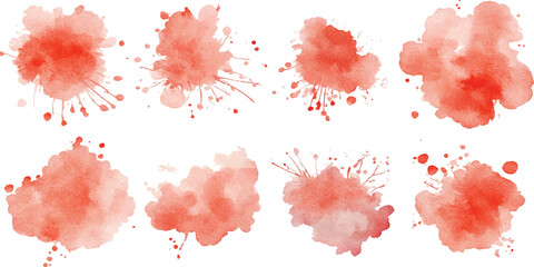 Red watercolor brush strokes isolated on a white background. watercolor vector splashes, Set of watercolor circles red. 