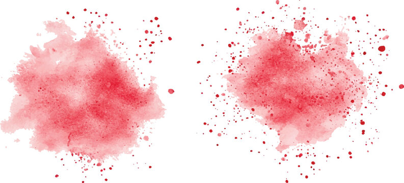 Red watercolor splash collection isolated on white background. Set of watercolor circles brash colorful watercolor on white background.