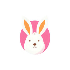 Cute Bunny Rabbit Illustration: Pink Circle Background