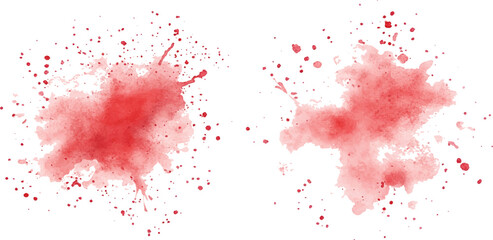 Red watercolor splash collection isolated on white background. Set of watercolor circles brash colorful watercolor on white background.